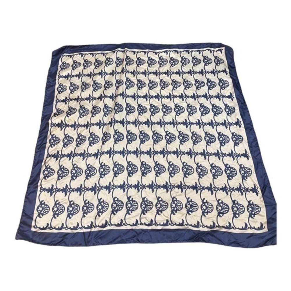 Vintage Blue and Gray Scarf 100% Acetate Made‎ in Italy 27x 27 Inches square